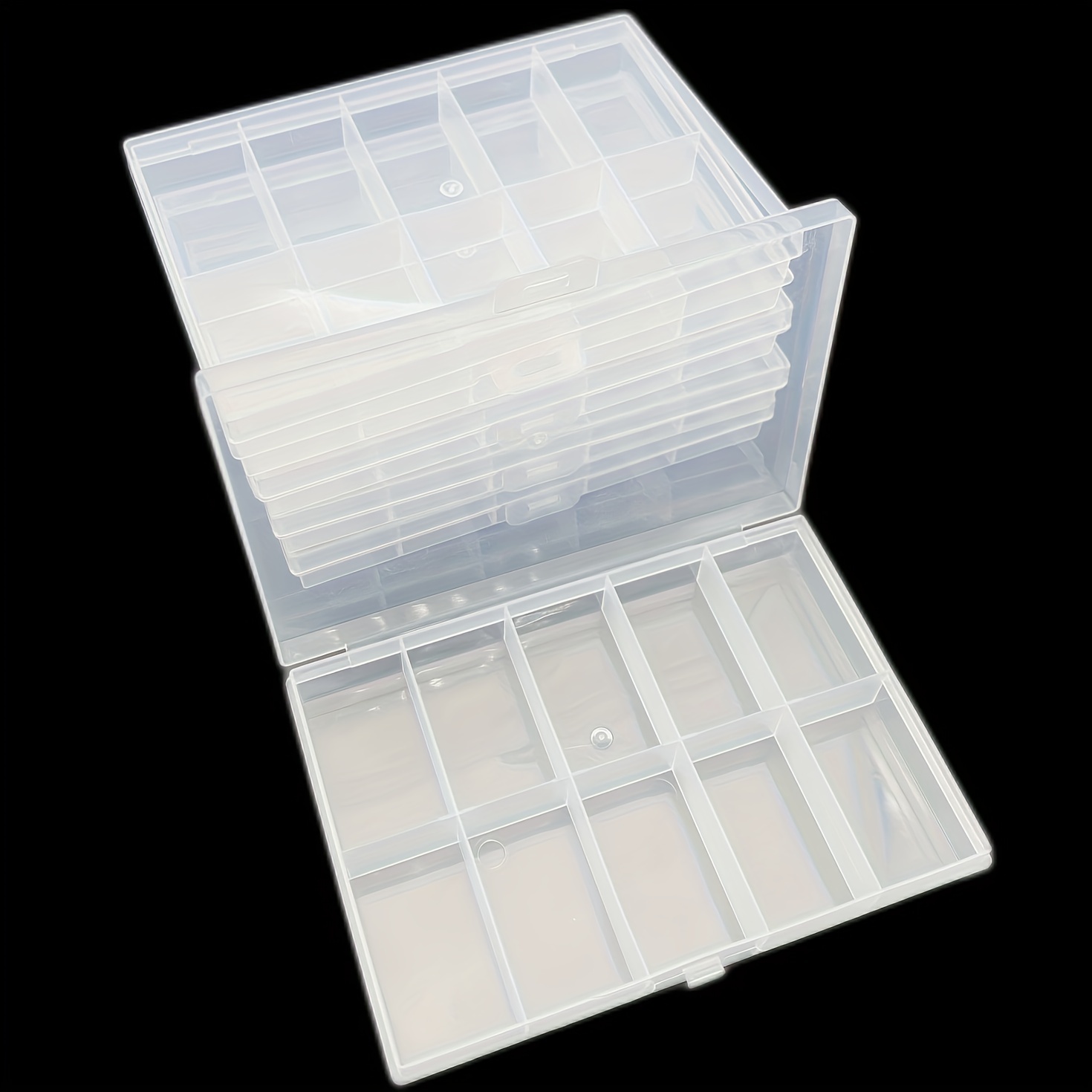 Portable 10 Compartments Clear Plastic Storage Box Jewelry Mini Goods Bead  Screw Organizer Container