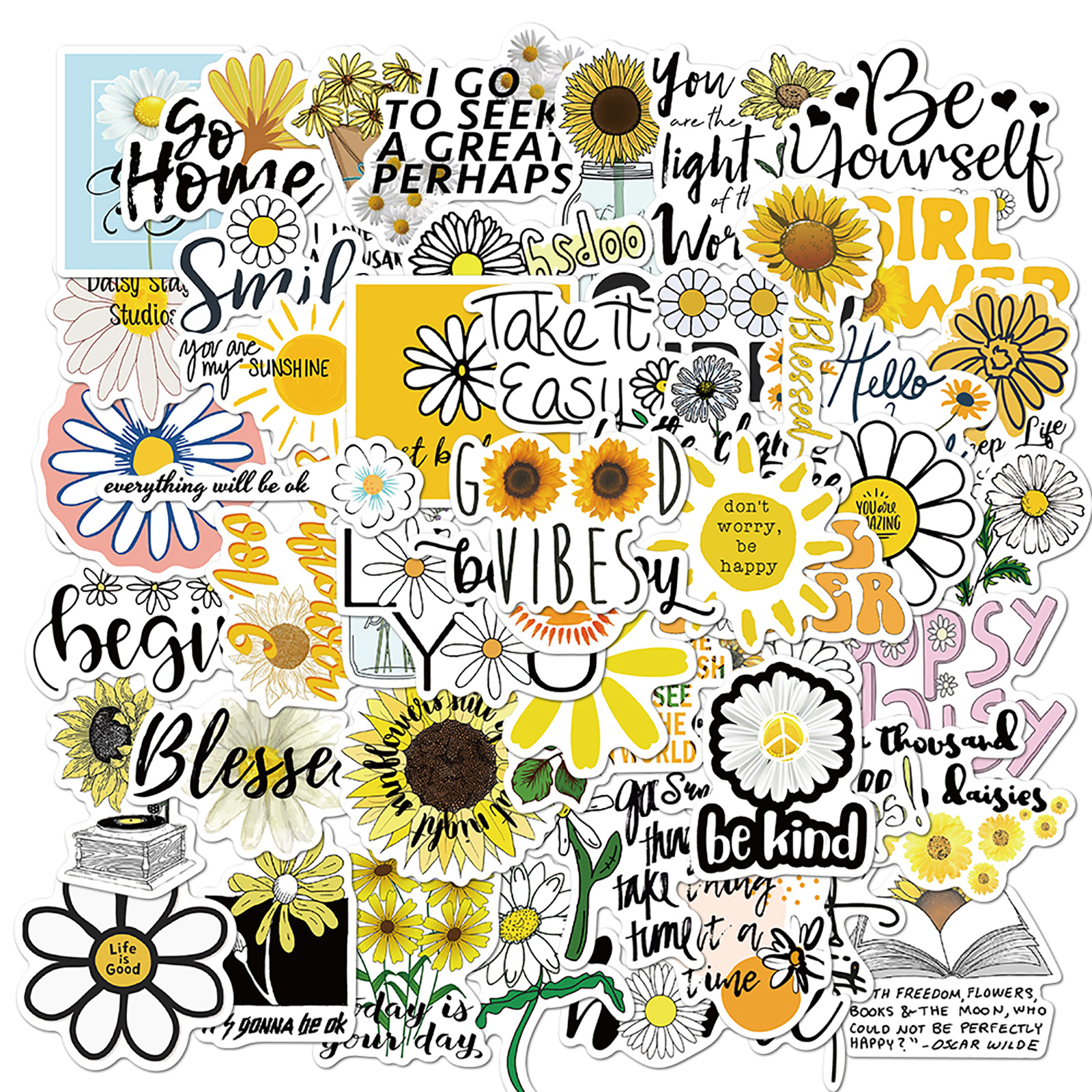 Boho Daisy Flower Stickers - Flower Sticker Pack 6 PC