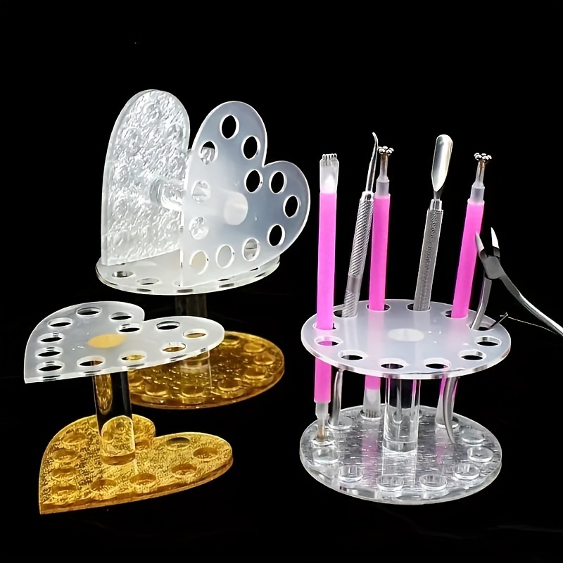 Professional 12 Hole Acrylic Gel Nail Brushes Holder Heart Round Stand  Makeup Brush Holder For Displaying Nail Art Manicure Tool