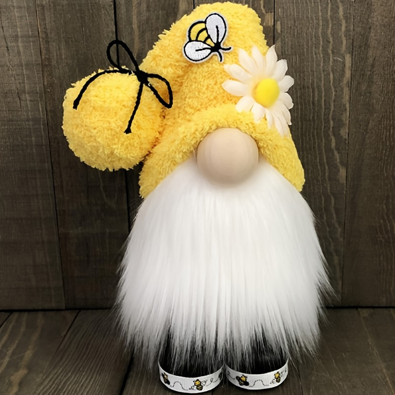 Bumble Bee Gnome Plush, Spring Bee Decor, Mr And Mrs Honeybee Gnomes Plush,  Rustic Farmhouse Table Shelf Tiered Tray Decor, Room Decor, Home Decor,  Scene Decor, Home Ornament Gift, Bedroom Accessories, Home