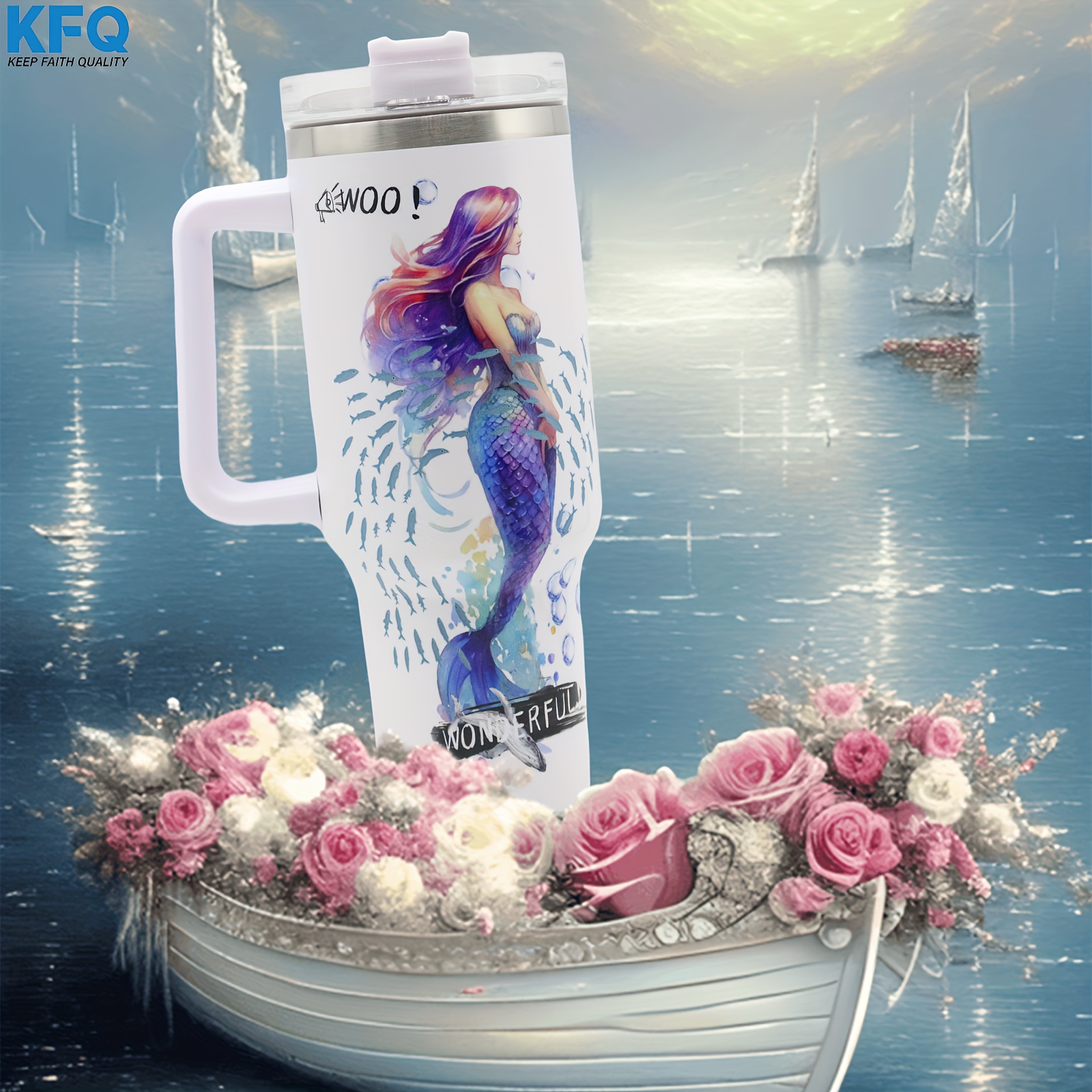 Portable Double Layer Mermaid Straw Cup - Perfect For Summer Outdoors,  Camping & Gifts! - Temu