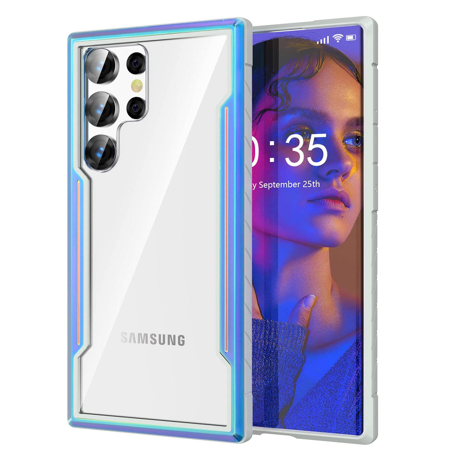 Funda de metal compatible con Samsung Galaxy S23 Ultra con protector de  pantalla con soporte de metal, resistente, carcasa rígida de cuerpo  completo