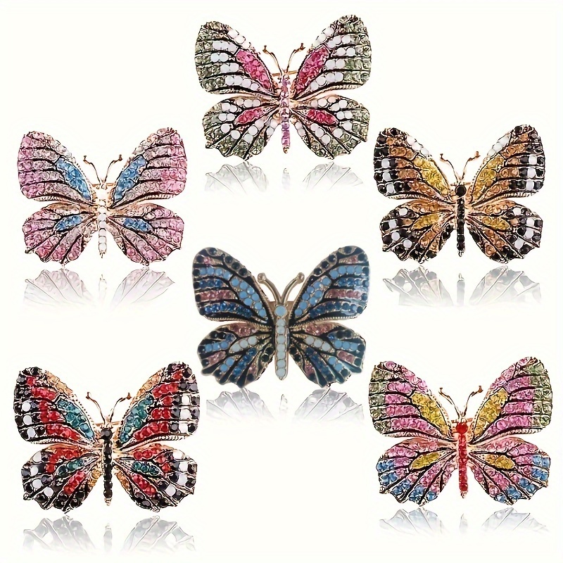 5 Colors Shining Exquisite Butterfly Design Alloy Enamel - Temu