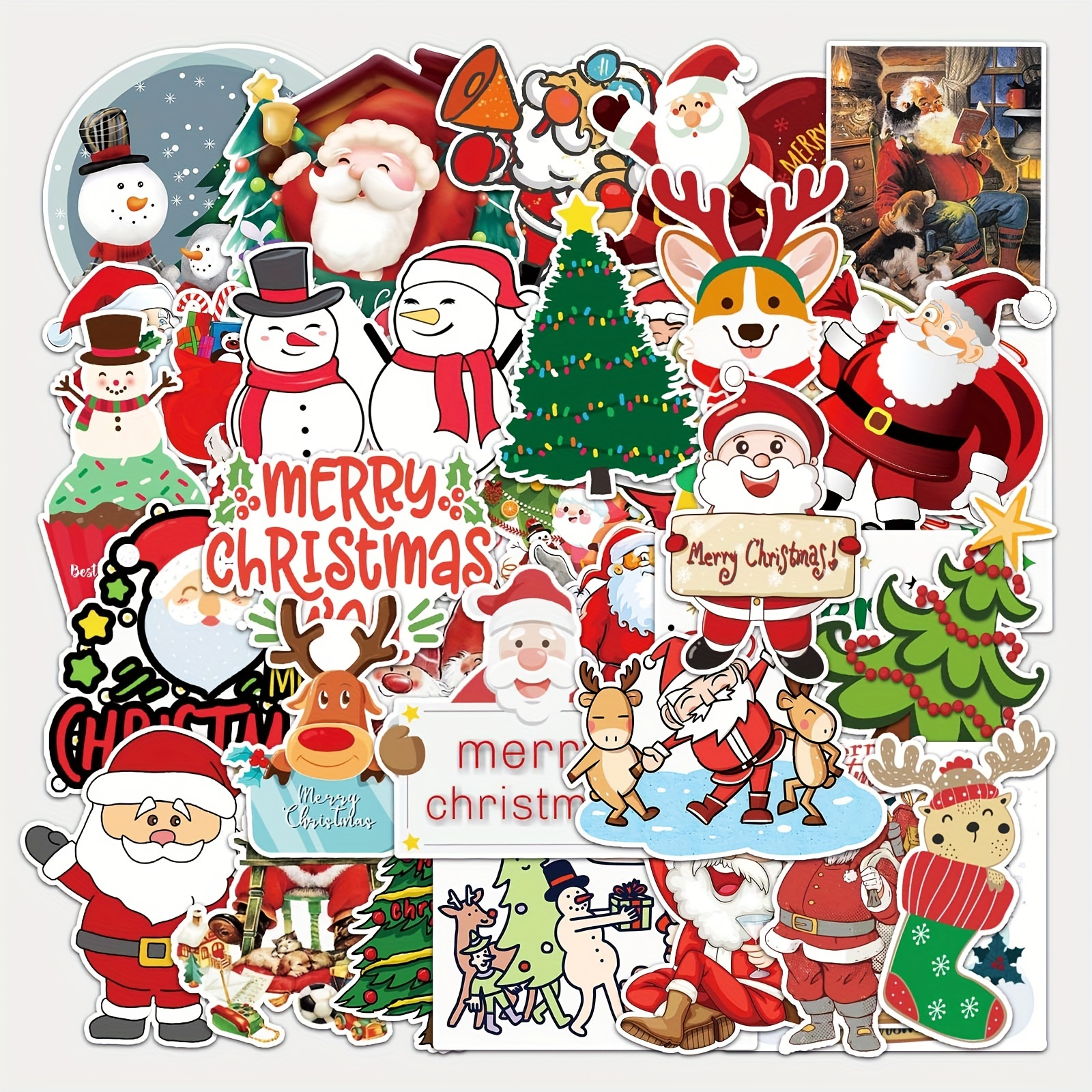 54pcs DIY Christmas Snowman Snowflake Gift Foam Stickers， Children's  Christmas Party Crafts Snowman EVA Stickers