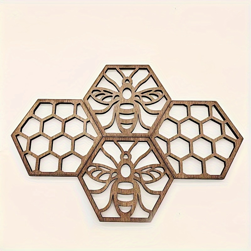 Honeycomb and Bee - Wooden Laser Cut Wall Decoration - Multiple