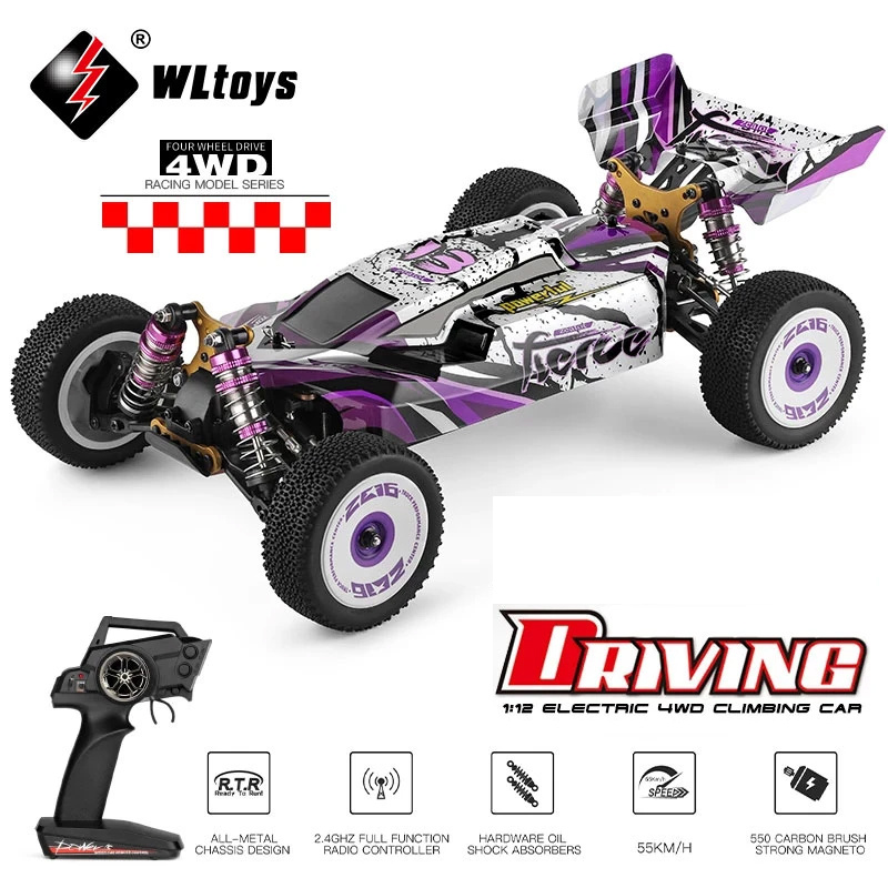 Carro de controle remoto Rc Drift Car 1:16 Escala 4wd 18km/h veículo modelo  de alta velocidade 2.4ghz com luzes led spray borracha pneu corrida