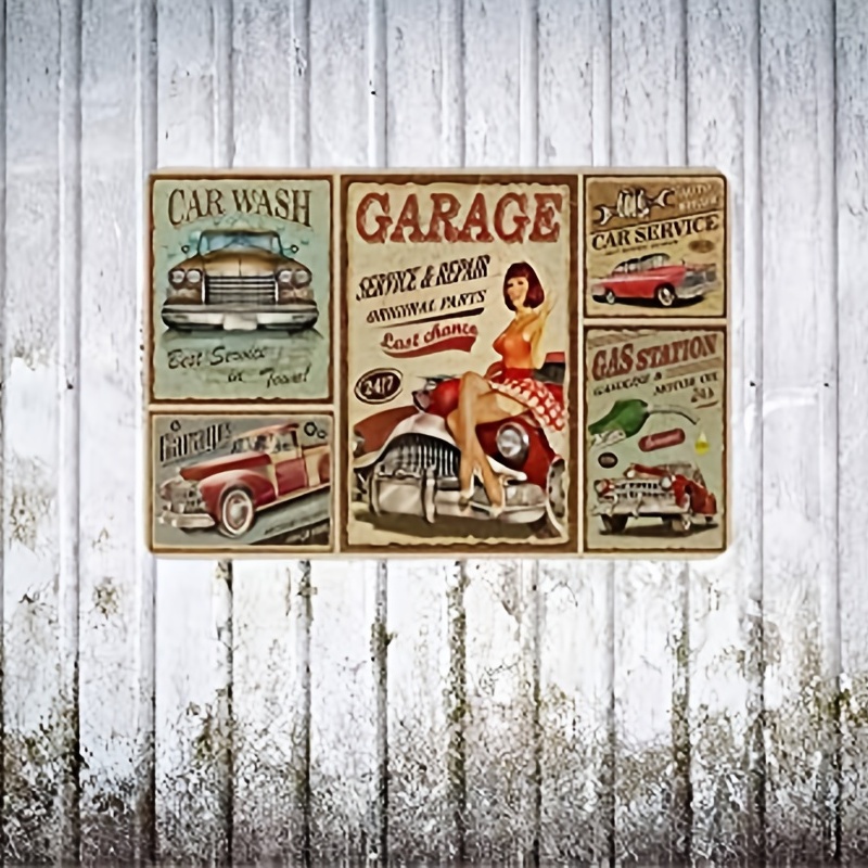 1pc Car Service Garage Targhe in metallo Autolavaggio e distributore di  benzina Poster retrò Targa in metallo vintage per uomini Donne Decorazioni da  parete per bar Ristoranti Caffè Pub 12x8 pollici 