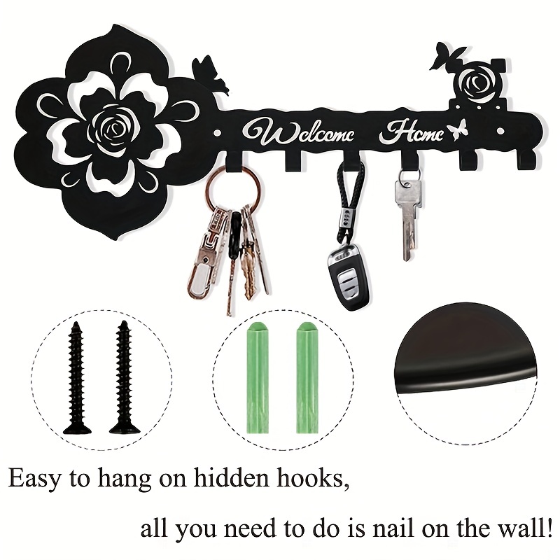 Wooden Key Holder For Wall Welcome Letter Key Hook Hanger - Temu