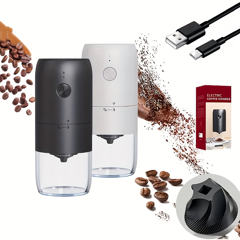 Coffee Grinder Electric with Adjustable Coarseness Ceramic Burrs, Portable  One Touch Electric Spice Coffee Bean Grinder with Clean Brush, Type-C
