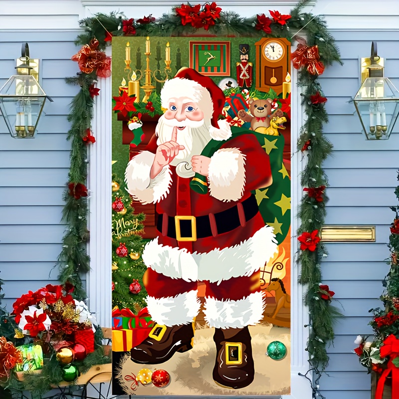 Guirnalda de placa colgante para puerta, decoraciones navideñas de madera  verde y plástico, guirnaldas y coronas para puerta, suministros de  decoración de fiesta