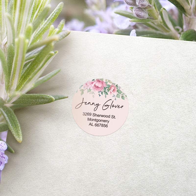 Personalised Round Pink Floral Wreath Wedding Stickers / Wedding Favor  Stickers / Wedding Invitation Stickers / Wedding Sweets Stickers
