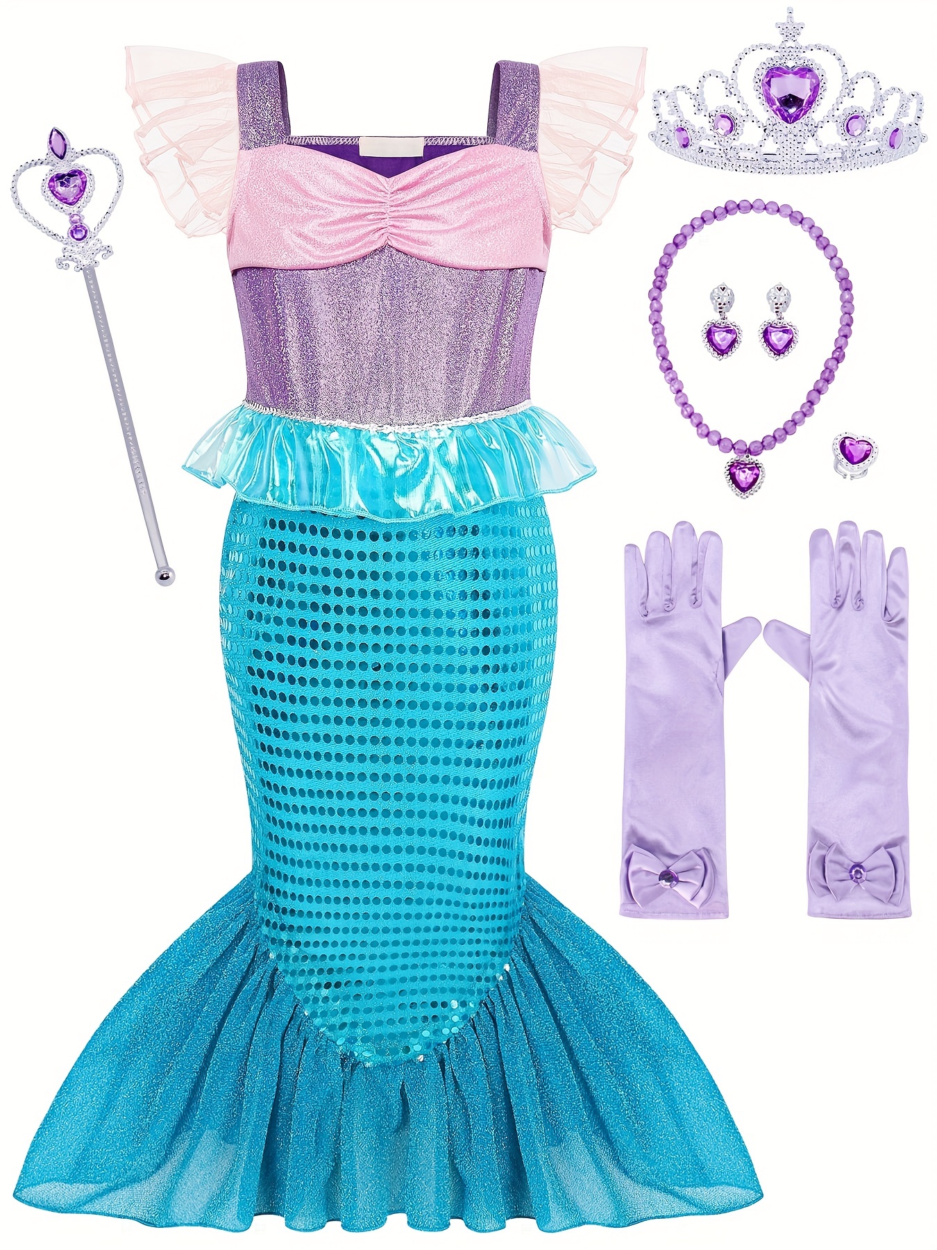 Niña Princesa Sirenita Ariel Vestidos Niños Halloween Fancy Disfraces Niños  Carnaval Fiesta de Cumpleaños Ropa Verano Disfraz