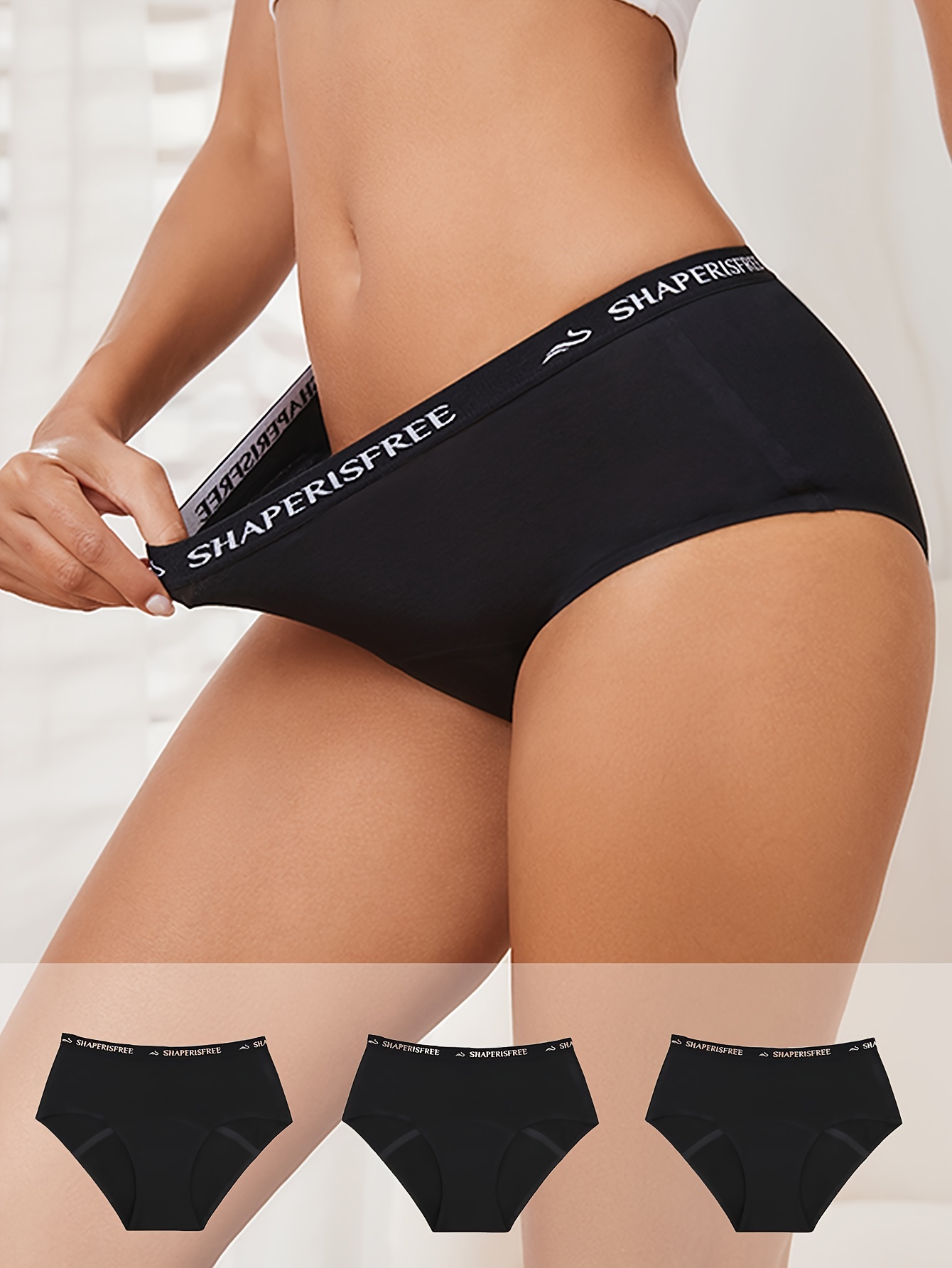 3pcs Mesh Elastic Period Panties, Comfy & Breathable Leak Proof  Physiological Panties, Women's Lingerie & Underwear