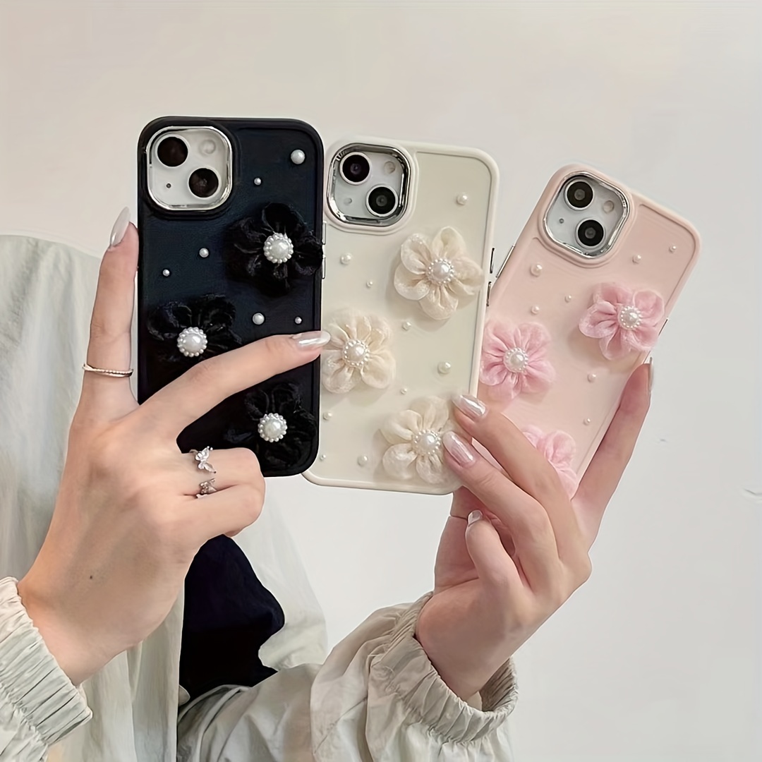 Funda compatible con iPhone 13 Pro Max, bonita funda plisada de lujo en 3D  para mujeres y niñas, funda de silicona suave de diseño brillante para