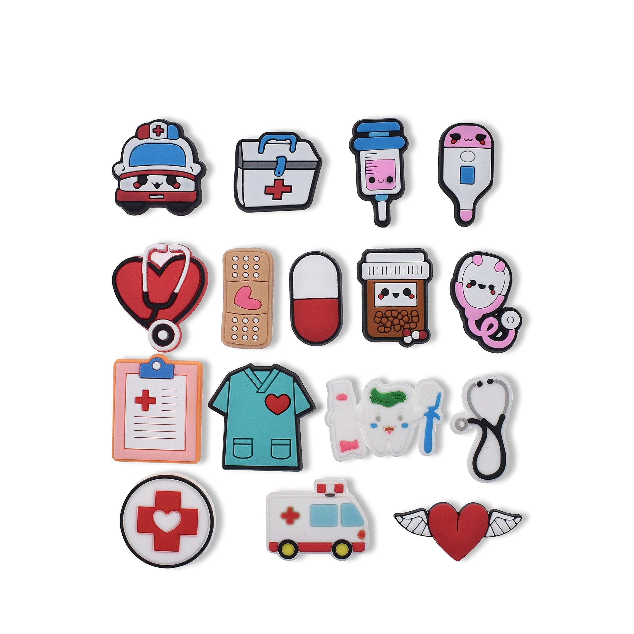 1pcs Cute Medical PVC Croc Charms Nurse Uniform Ambulance Shoe