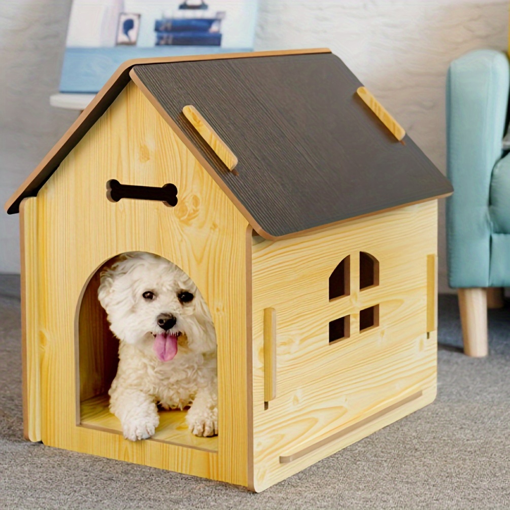 Dollhouse Dog House Toy Accessories Mini Wooden Kennel Model - Temu