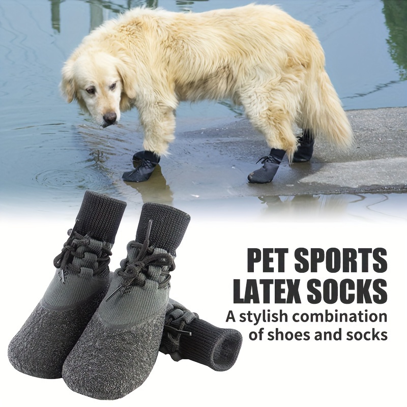 12 Pieces Dog Socks Non-Slip Dog Boots with Straps Rubber Sole Grippers  Outdoor Paw Protectors Waterproof Dog Socks Boots Hardwood Floors Paw  Protectors for Dogs 