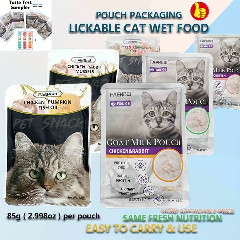 Canned Cat Food Pouch Packaging Pet Snack Wet Food Package Nutritious Cat Snack For Kittens Enhances Hydration High Protein Shiny Coat And Strengthens Immunity Available In 6 Formulas For Cat