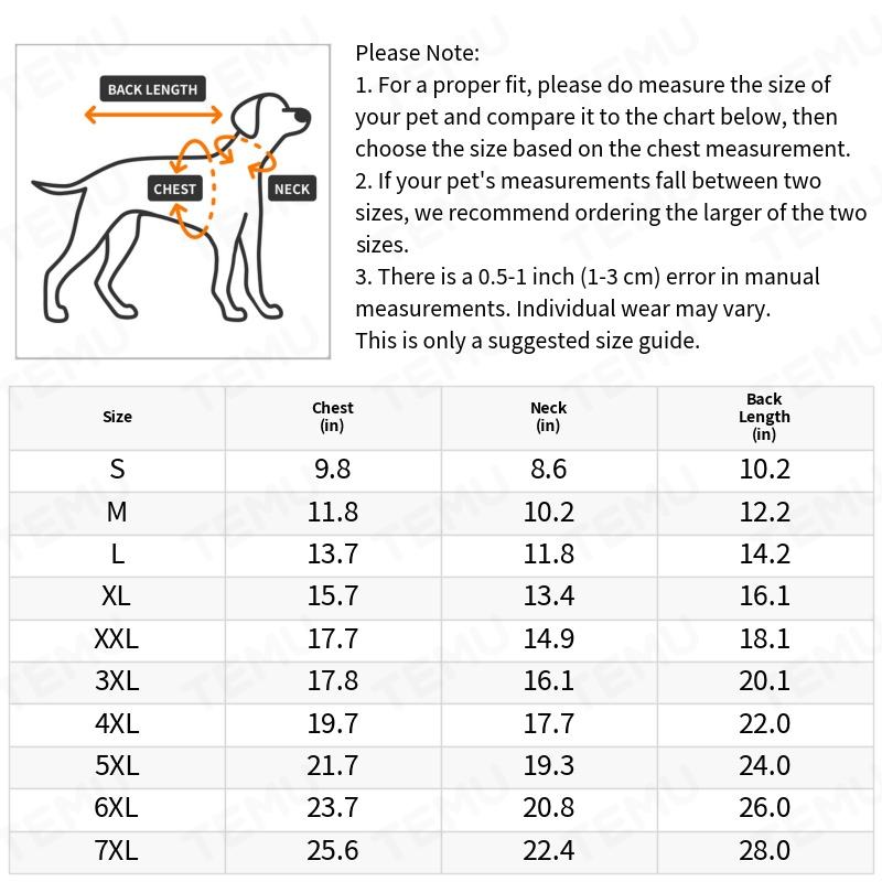 Big dog size store chart