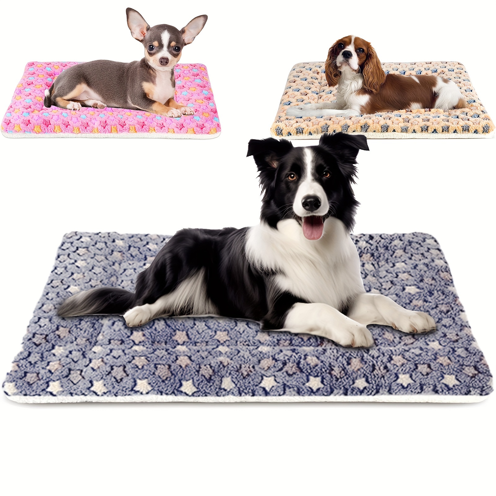 Pet Mat with Non-Slip Backing, Dog Food Bowl Mat, Four Decorative