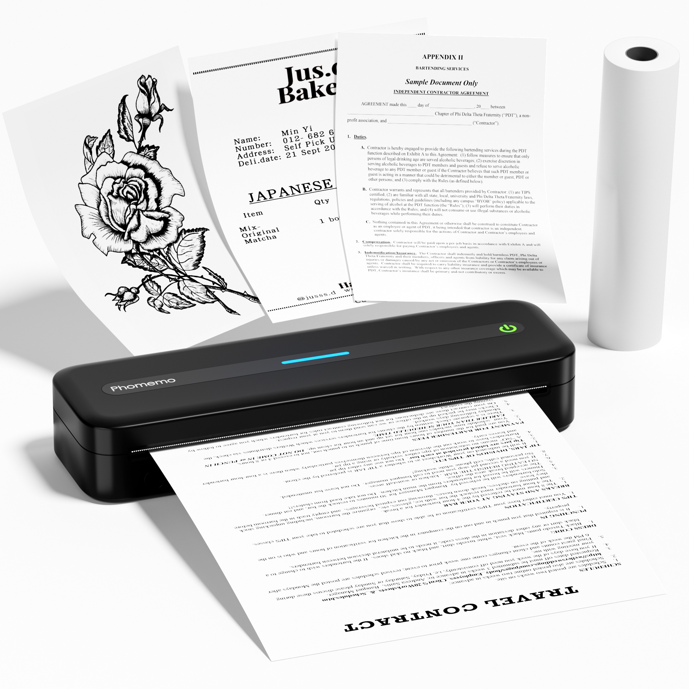  Itari Portable Printers, Wireless Printer, Bluetooth Printer  300DPI Mobile Printer for 8.5x11 US Letter & A4 Printer Paper, Small Printer  Compatible with Mobile & Laptop for Travel,Office,Home,White : Office  Products