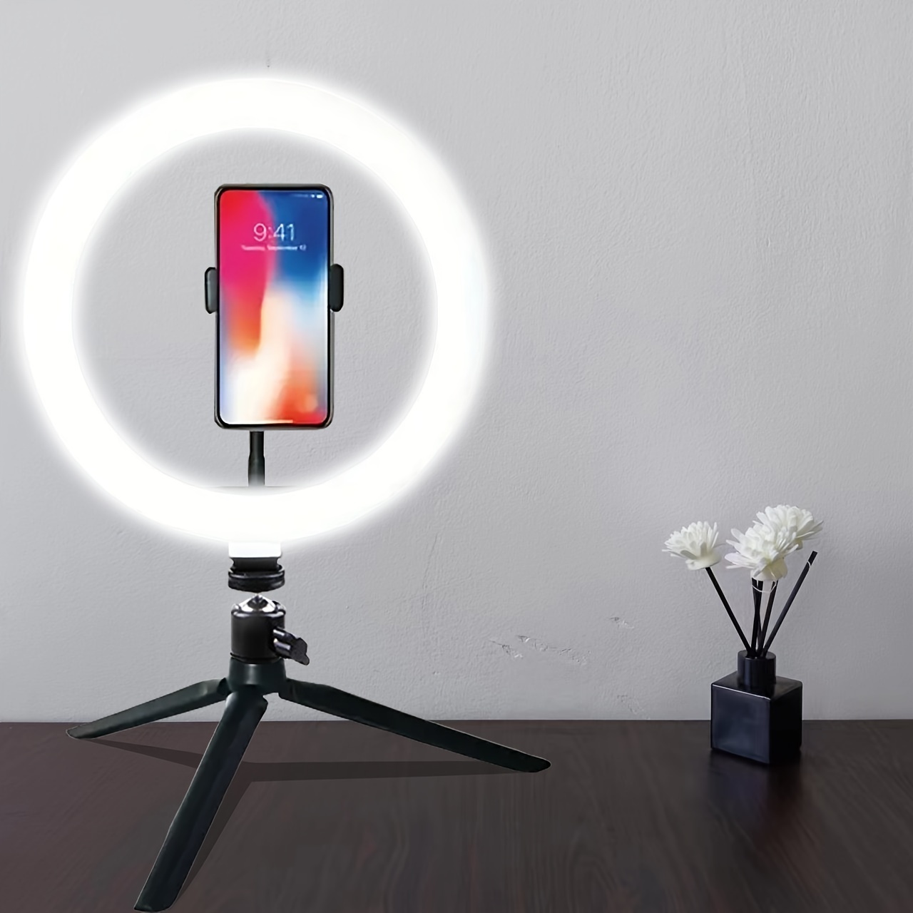 Neewer Anillo de luz RGB de 10 pulgadas para selfie con soporte de trípode  y soporte para teléfono, control remoto, luz LED regulable para escritorio