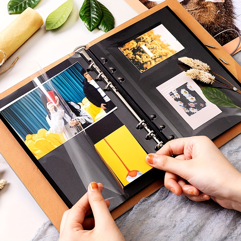 Creative Vintage Leather Scrapbook Wedding Guest DIY Memories Book  Refillable Black Pages For Birthday Gift Anniversary Present