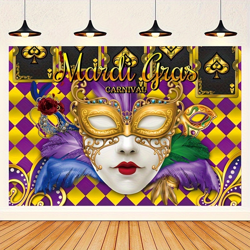 Mardi Gras Banner New Orleans Mardi Gras Party Decorations Set Fat Tuesday  Masquerade Party Photo Backdrop Banner and Balloons Kit for Carnival