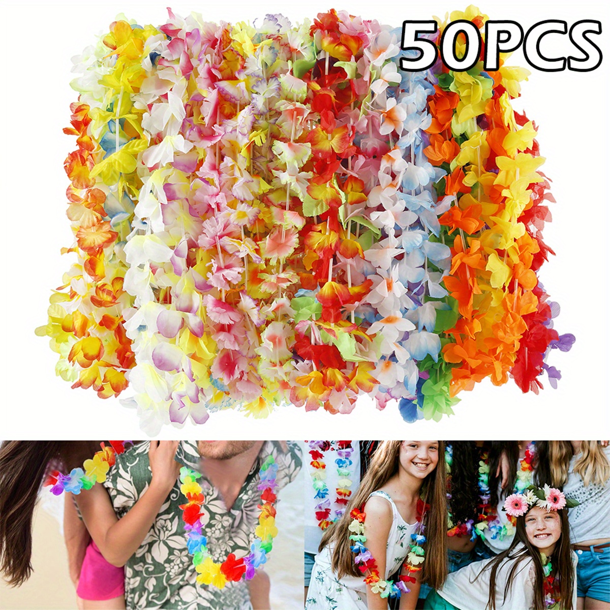 12pcs /pack Hawaiian Luau Leis Collares Pulseras Flores - Temu