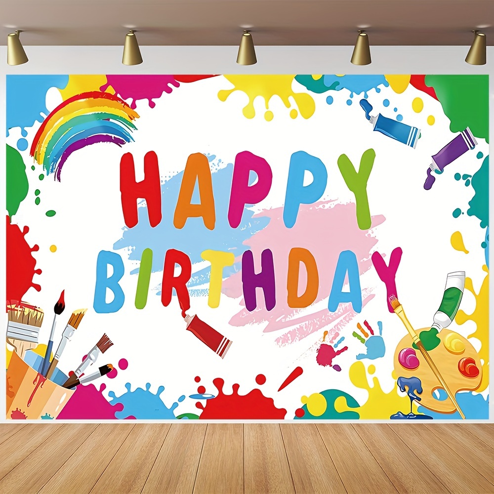 Art Paint Birthday Party Decorations Supplies Artist Happy Birthday  Backdrop Banner Background for Mess Graffiti Wall Brush Event Baby Party  Favors