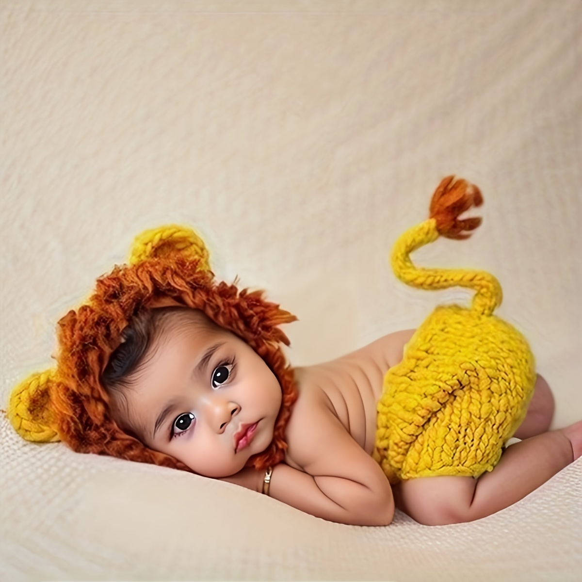 Yuehuam Atuendos de fotografía de bebé, gorros de león, cola, Recién  nacido, niño, niña, sesión de fotos, traje de ganchillo tejido, ropa, 0-1  años