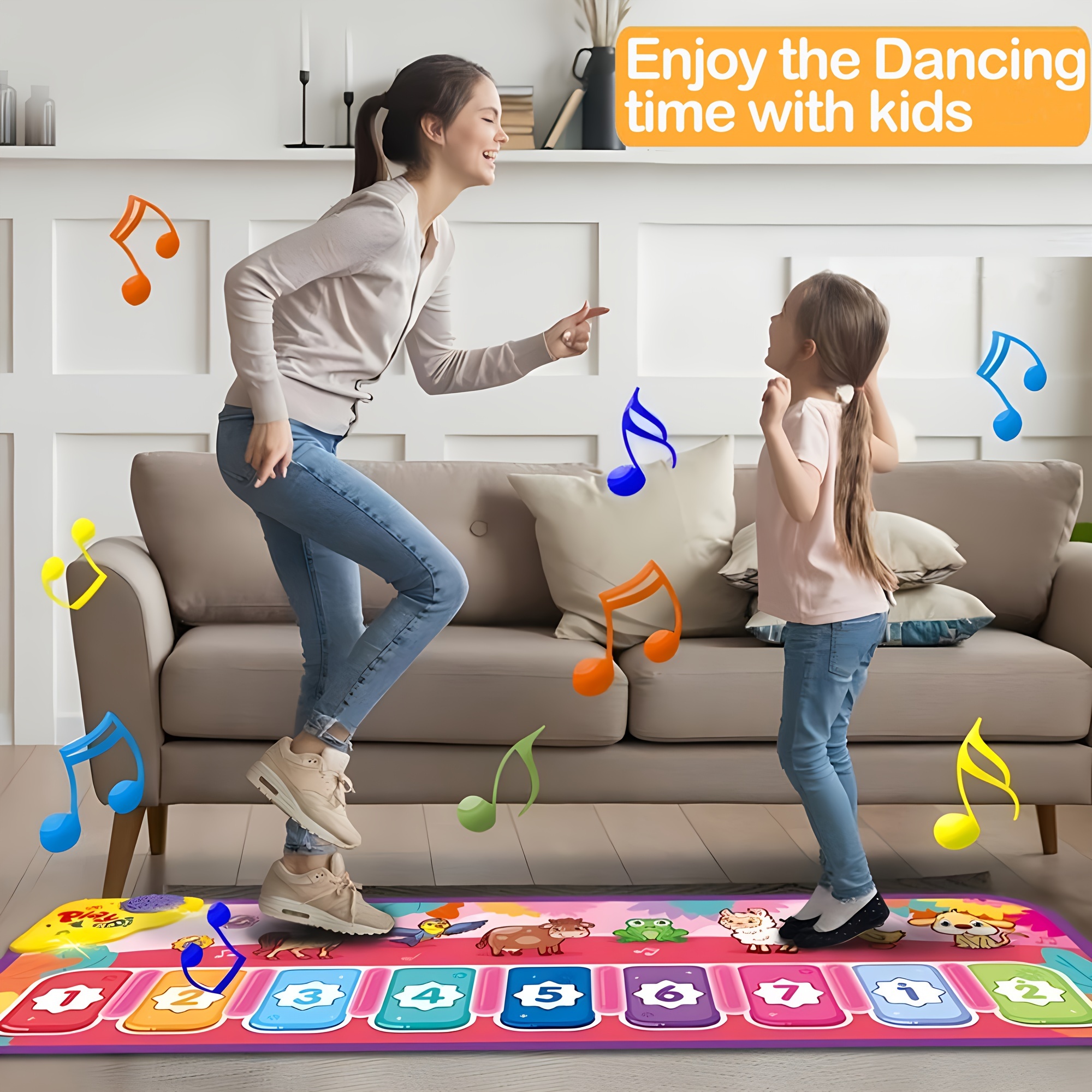 Tapis de danse pour enfants, tapis de jeu musical Tapis de danse avec 5  modes de jeu, musique, volume réglable, tapis de défi de danse lumineux,  cadeaux d'anniversaire pour 3 4 5 6