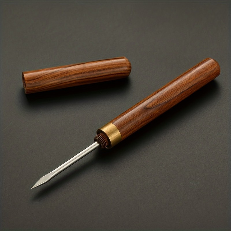 Stainless Steel Ice Pick,Pick Tool for Breaking Ice, Non-slip Wooden Handle  for Easy to Grip - rosewood 