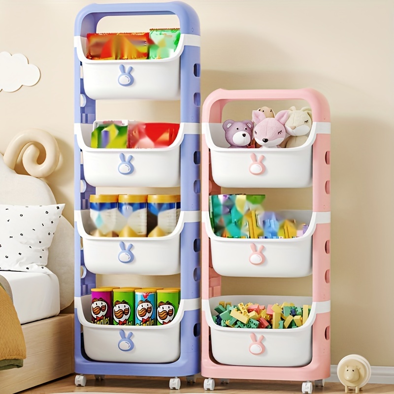 Organizador de almacenamiento de juguetes, estantería para niños de 2  niveles, estanterías para niños de 5 cubos, armarios y estantes, estantería  de