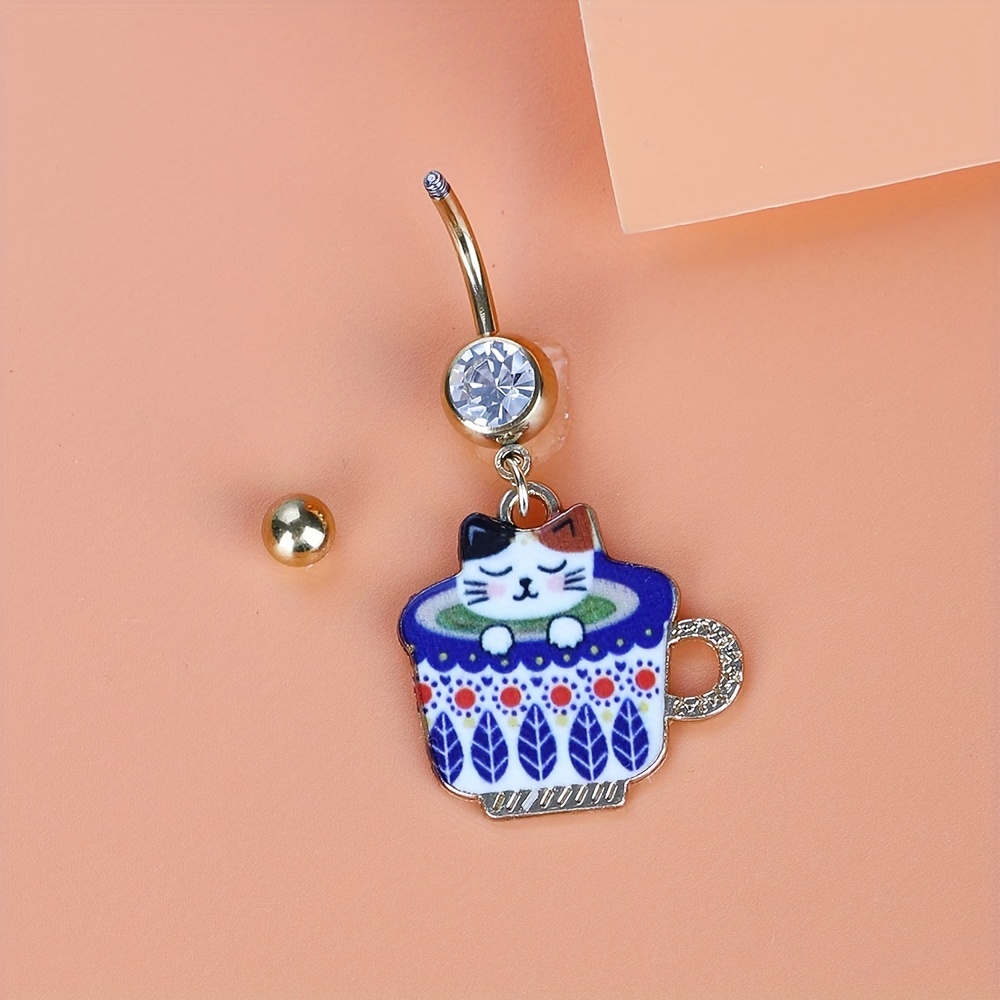 New Vintage Cat Pet Charm Design Belly Ring Body Jewelry Pierc Button Navel