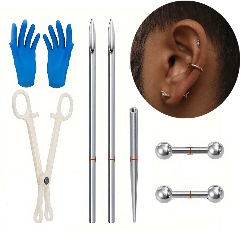 100PCS Piercing Kit 14G 16G Nose Septum Rings Piercing Jewelry for Ear Lip  Belly Button Tongue Tragus Cartilage Daith Body Piercing Tools Kit with  20PCS 14G 16G PIiercing Needle 10 Alcohol Pads