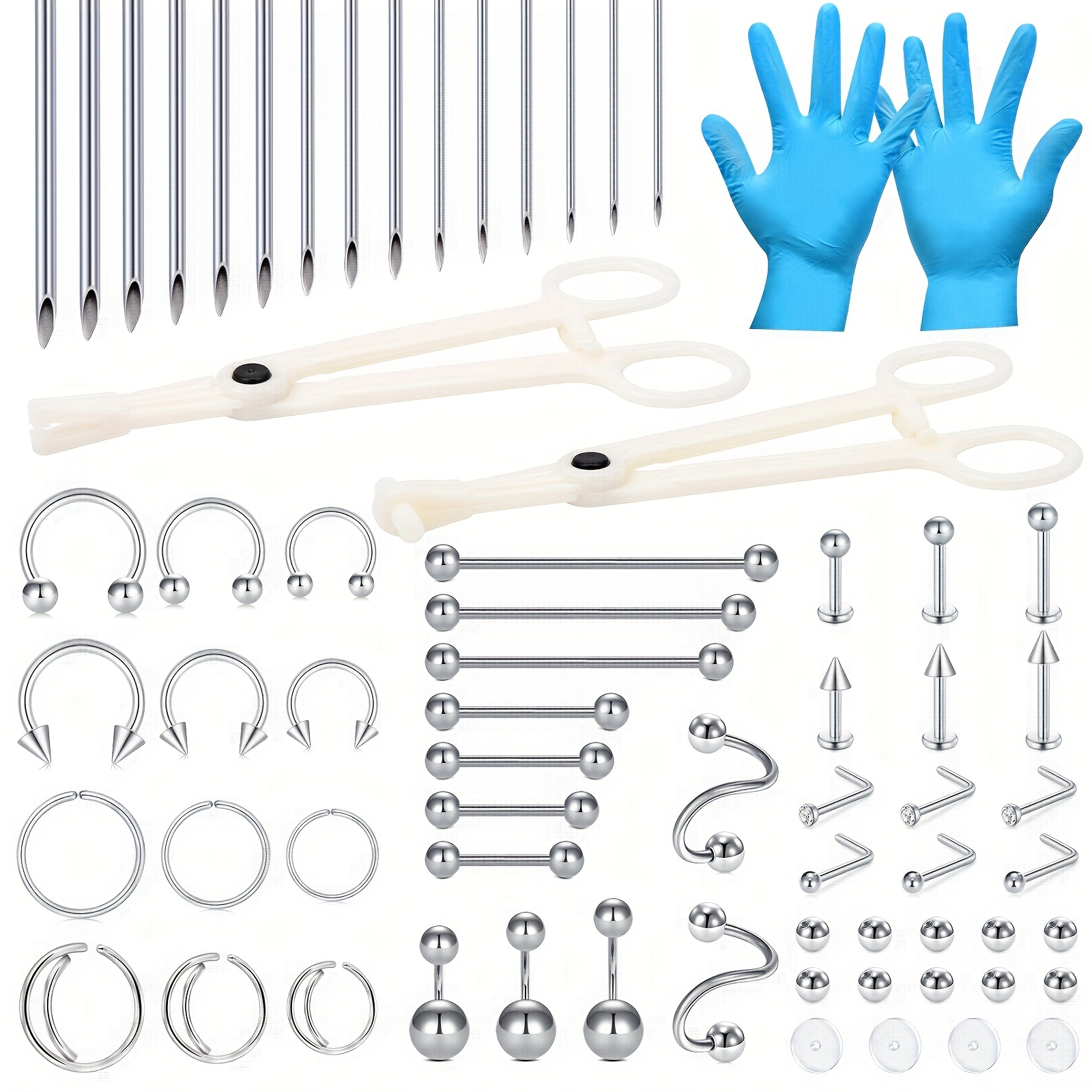 Body Piercing Kit 6pcs Body Piercing Kit, Professional Ear Nose Deco Tools  Pliers Needles Set With Stud Ring Piercing Tool Set For Belly Tongue Nipple