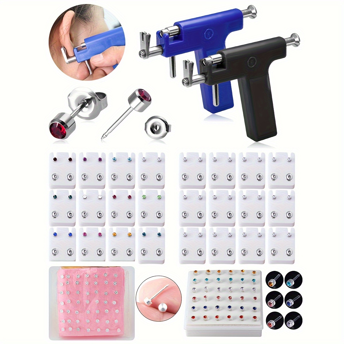 Milisten Kit de Herramientas de Perforación de Perforadora de Agujero de  Oreja Suministros de Perforador de Oreja Indoloros para Mujeres Niñas Niños  : : Belleza