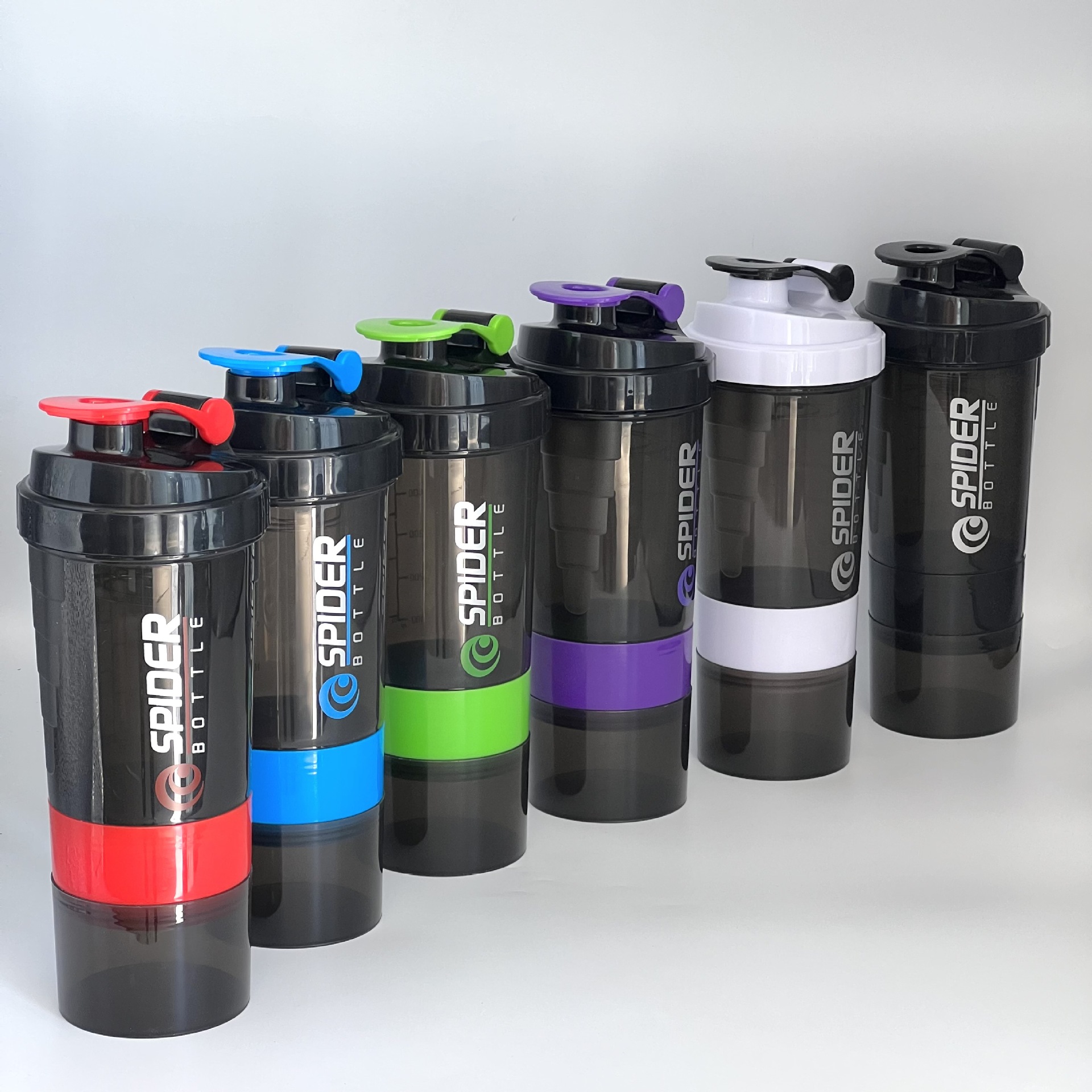 Protein Shaker Bottle 700 ML with Mixball & Powder Compartment 200 ML,  Metal Shaker Bottle Leak-Proof Fitness Bottle Shaker(Silver)
