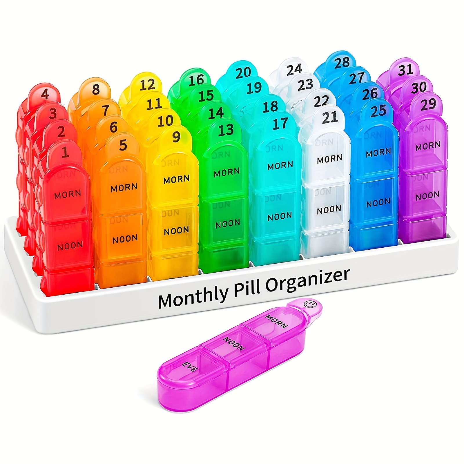 Organizador mensual grande de píldoras, organizador de medicamentos de 28  días, almacenamiento por semana, compartimentos extra grandes a prueba de