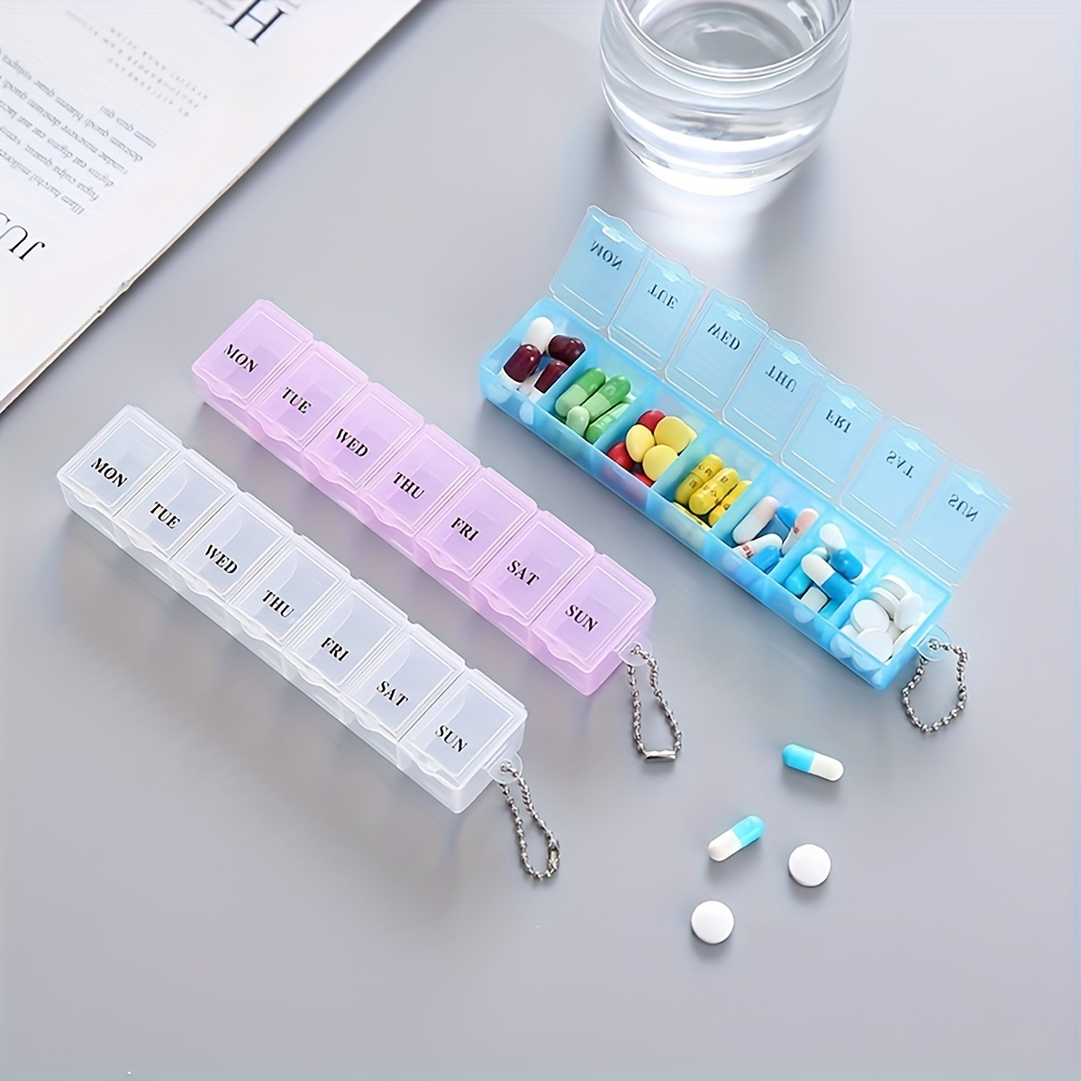 Organizador de pastillas mensual XL 1 vez al día con estuche a prueba de  polvo, pastillero extra grande de 4 semanas una vez al día, contenedor de