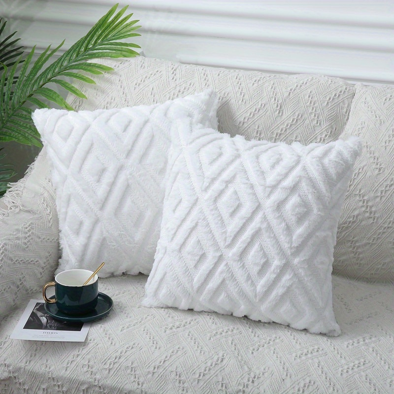Cojines decorativos blancos y grises para sala muebles cuarto elegante sofa  2pc