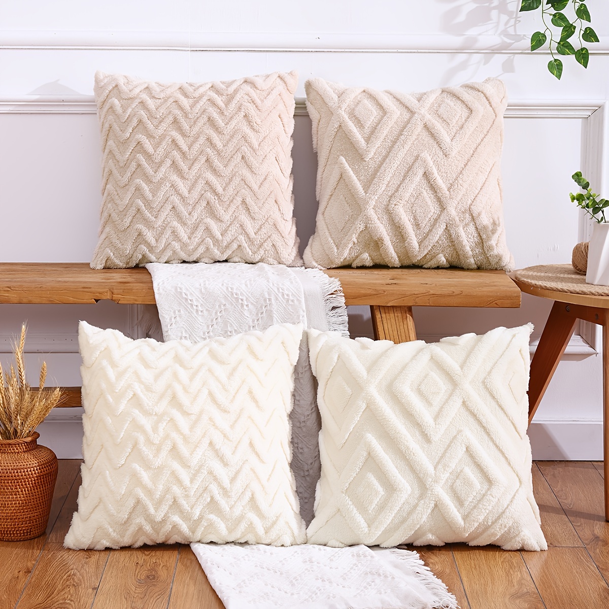 blue page Boho Throw Pillow Covers Black and Cream White Pillow Covers 20x20  Set