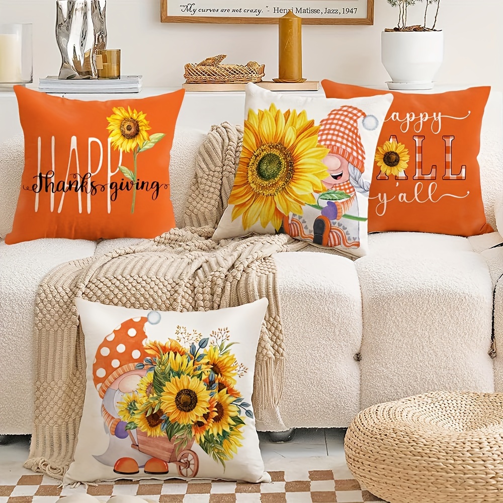 4 Piezas/set Fundas De Almohada Temáticas De Granjas Que Incluyen  Girasoles, Camiones, Fundas De Cojines Impresas Con Lemas Sin Relleno De  Almohada, Perfectas Para Decoración Y Regalo En Casa, Sofá O Comedor.