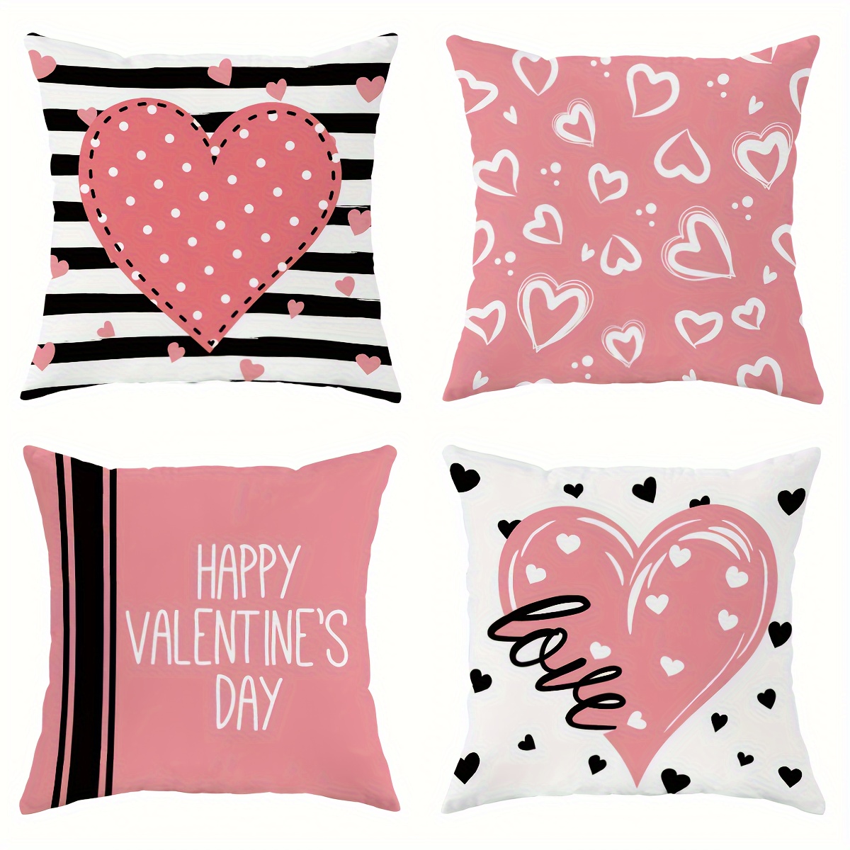 4 almohadas de corazón para el día de San Valentín, lindo cojín de felpa en  forma de corazón, almohada decorativa de corazón de peluche para niños