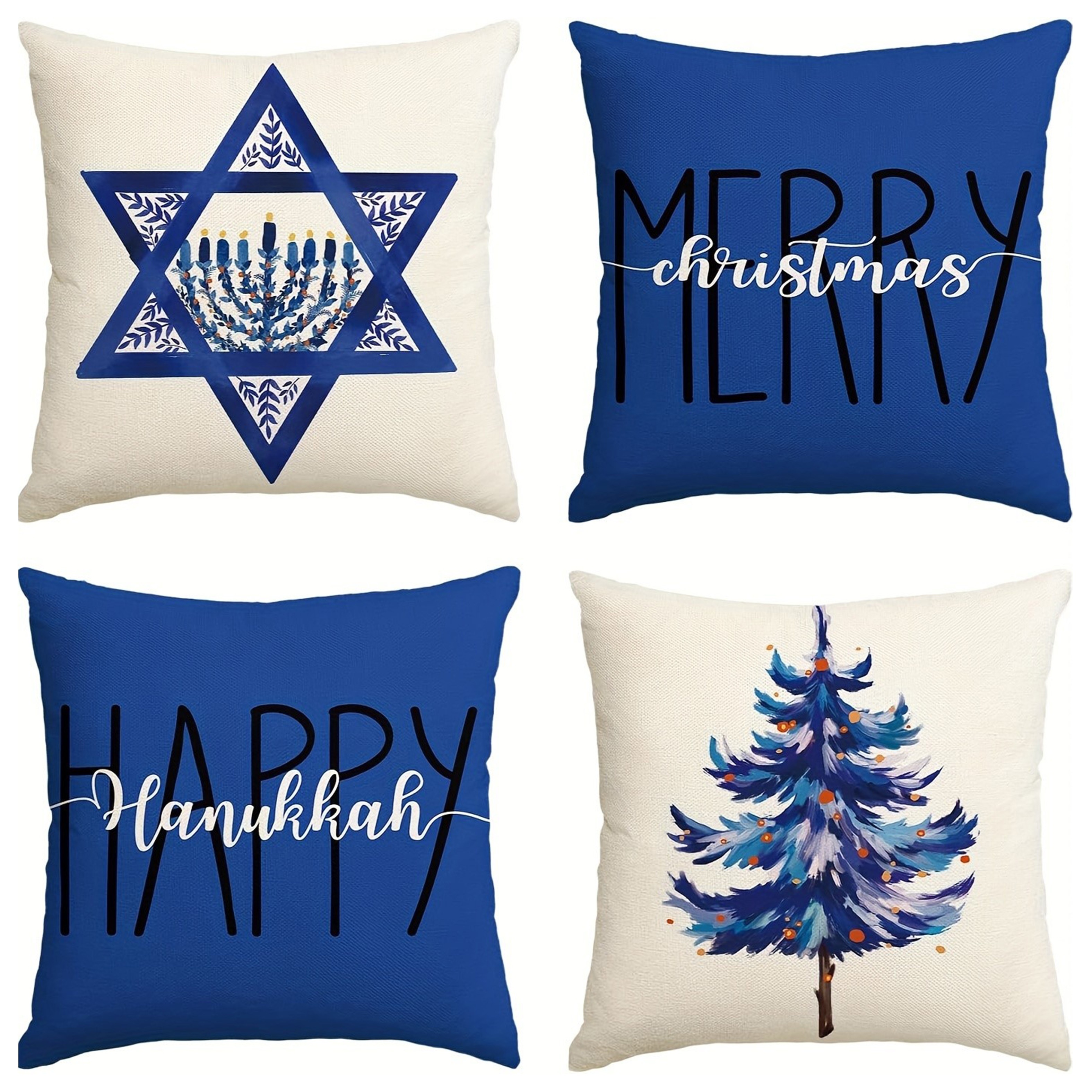 12 adornos de bola de cristal de Hanukkah, bolas de adorno de estrella de  David Hanukkah, adornos de menorá judía blanca y azul para decoraciones de