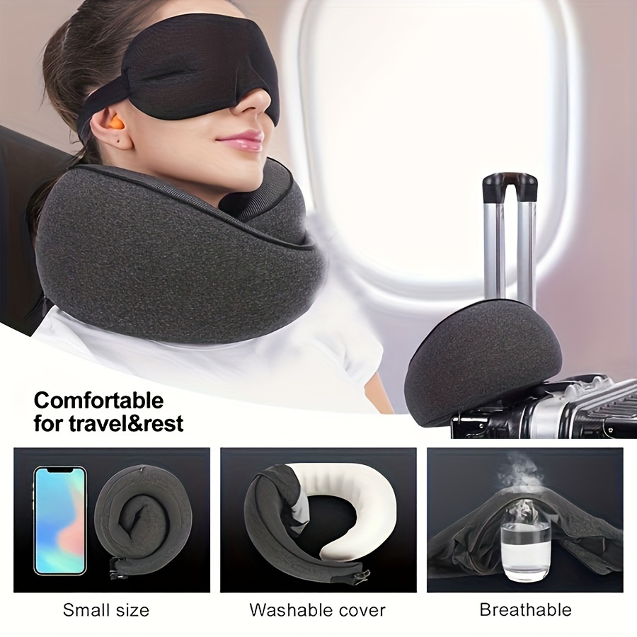 Almohadas de cuello de espuma viscoelástica para viajes, almohada cervical  ajustable para viajes de aviones, almohadas ergonómicas de viaje en avión