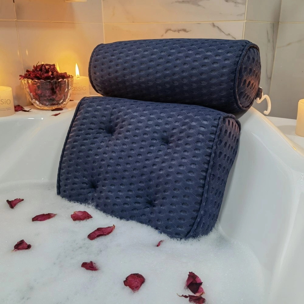 Almohada de baño ergonómica Bañera Almohada de spa, antideslizante 6  ventosas grandes para un soporte perfecto para la cabeza, el cuello, la  espalda y los hombros