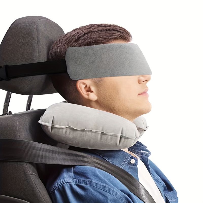  Paquete de 2 almohadas de viaje de espuma viscoelástica para el  cuello, almohada ajustable para el cuello para viajar en avión para cuello,  almohada enrollable flexible para barbilla, dolor de hombro, 