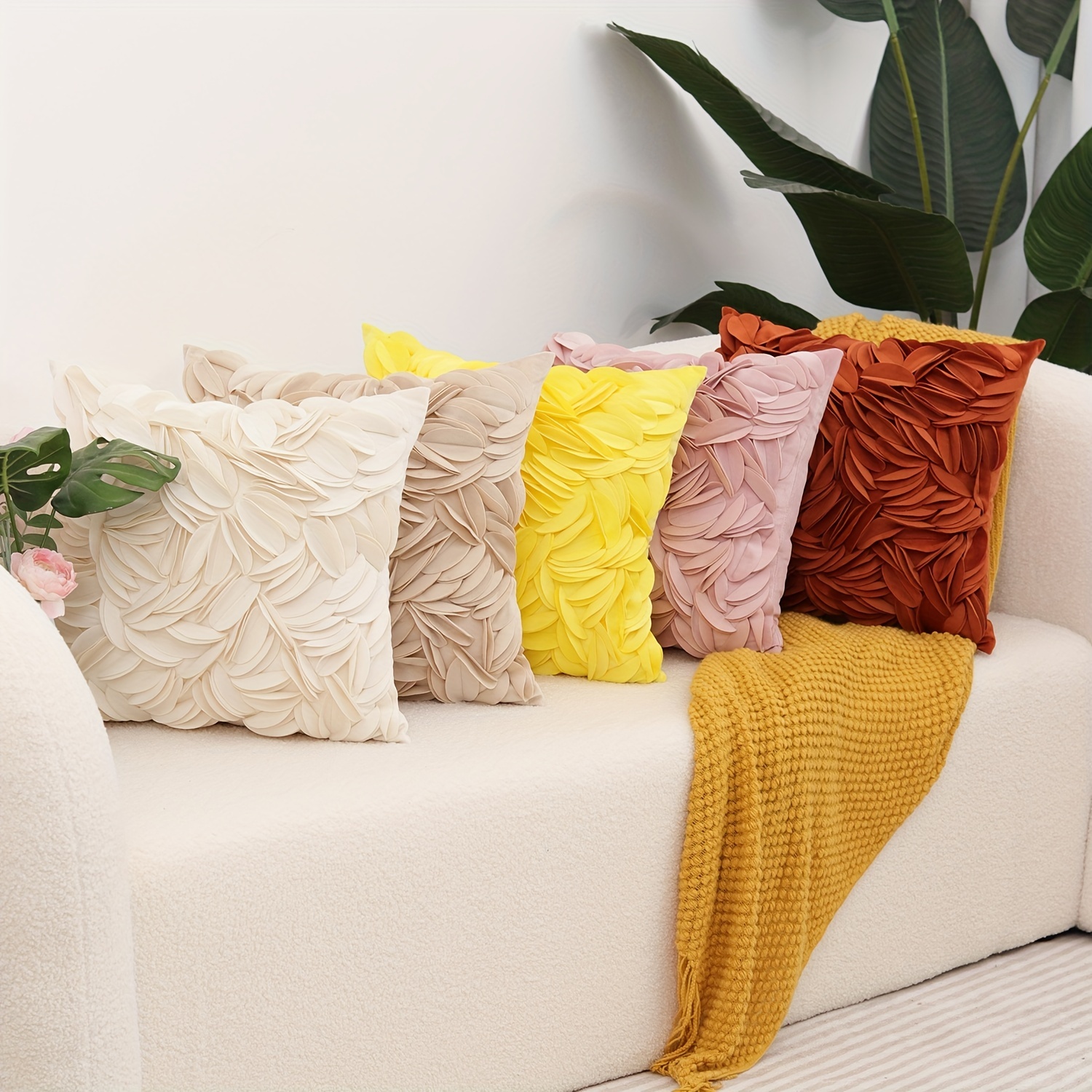 LYCXAMES -- Fundas de cojines de sofá amarillo dorado: Paquete de 2 fundas  de almohada cuadradas de terciopelo a rayas originales de 45 cm x 45 cm  para la decoración del hogar del dormitorio